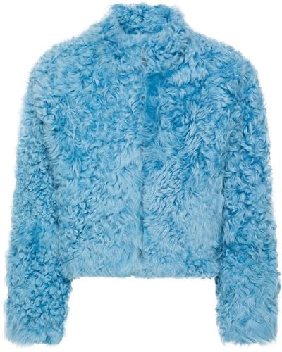 ERL Shearling Varsity Jacket - Blue