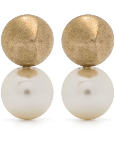 Ferragamo -tone Bead-embellished Earrings - Women's - Glass/brass - Natural