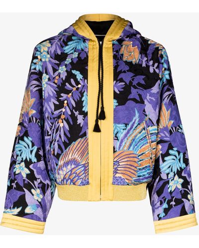 Saint Laurent Black Teddy Phoenix Kimono Jacket - Men's - Spandex/elastane/cupro - Blue