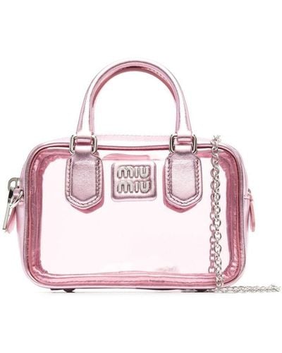 Miu Miu Logo-embossed Transparent Tote Bag - Pink