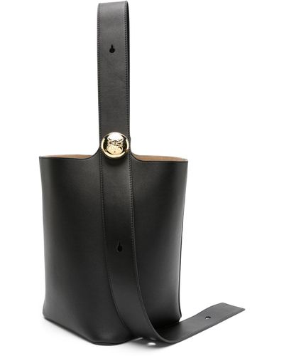 Loewe Pebble Medium Leather Bucket Bag - Black