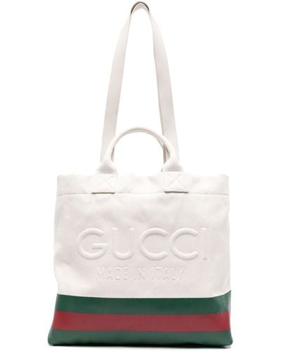 Gucci Logo-embossed Canvas Tote Bag - White