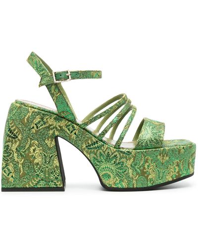 NODALETO Green Bulla Chibi 105 Platform Sandals - Women's - Calf Leather/rubber/fabric