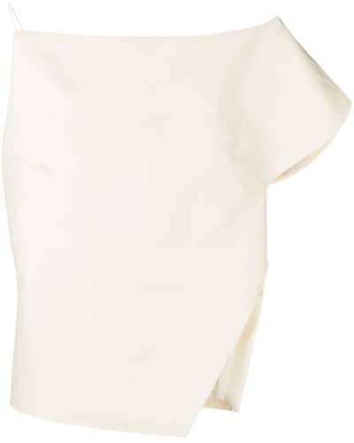 St. Agni White Asymmetric Drop-shoulder Top - Women's - Cotton/silk - Natural