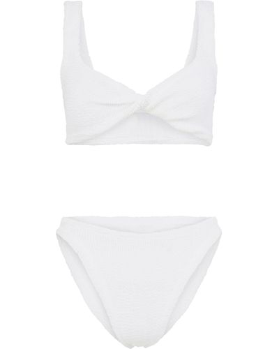 Hunza G Juno Twisted-top Crinkled Bikini - White