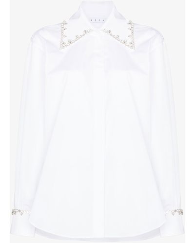 Area Crystal Embellished Cotton Shirt - White