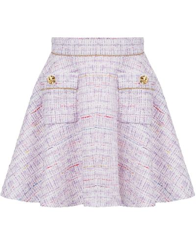 Nina Ricci A-line Tweed Mini Skirt - Women's - Cotton/polyamide/acrylic/polyesterviscose - Purple