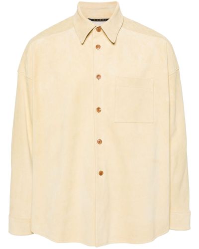 Marni Button-up Suede Overshirt - Natural