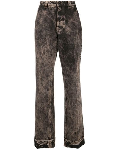 Miu Miu Black Stonewashed Flared Jeans - Grey