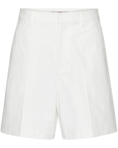 Valentino Garavani V-detail Canvas Bermuda Shorts - Men's - Spandex/elastane/cupro/cotton - White