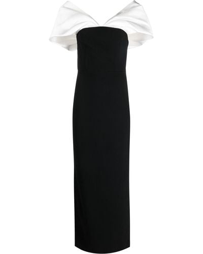 Solace London Dakota Off-the-shoulder Crepe And Satin-twill Gown - Black