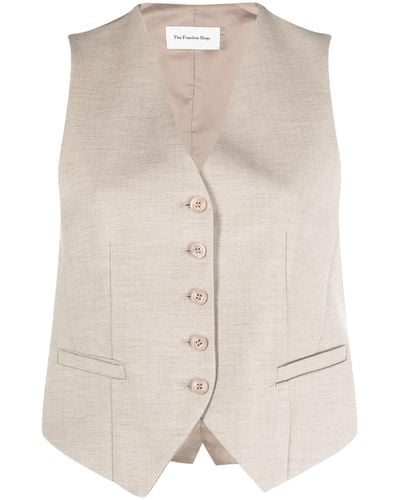 Frankie Shop Neutral Gelso Waistcoat - Women's - Rayon/tm/wool - Natural