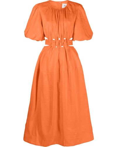 Aje. Cosette Puff-sleeve Dress - Orange
