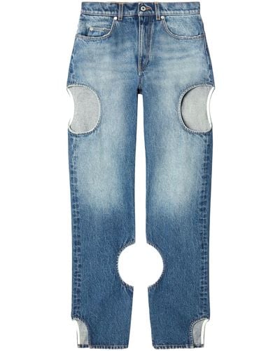 Off-White c/o Virgil Abloh Meteor Cut-out Straight-leg Jeans - Blue