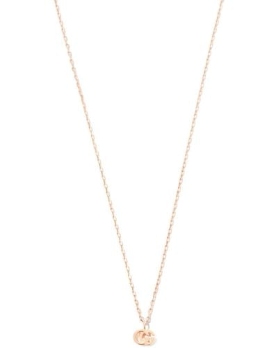 Gucci 18k Rose Gold gg Running Pendant Necklace - White