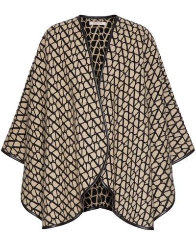 Valentino Garavani Beige Toile Iconographe Reversible Cape - Women's - Virgin Wool/cashmere/lambskin - Black