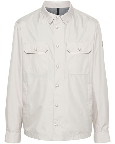 Moncler Neutral Piz Logo Appliqué Shirt Jacket - Men's - Polyester/cotton - White