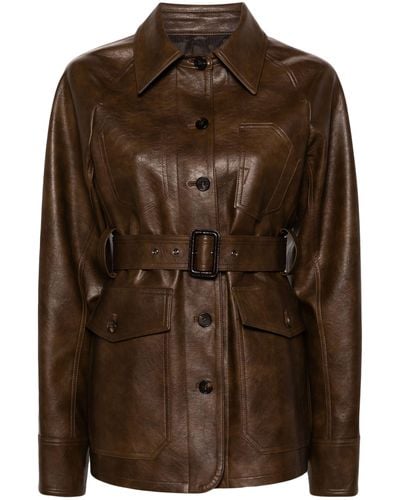 LVIR Belted Faux-leather Jacket - Brown