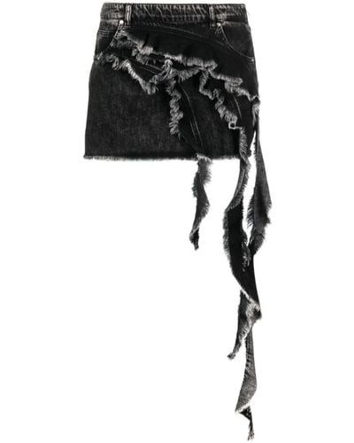 Blumarine Draped-detail Denim Skirt - Black