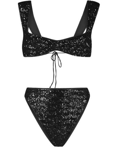 Oséree Paillettes Sequined Bikini - Black