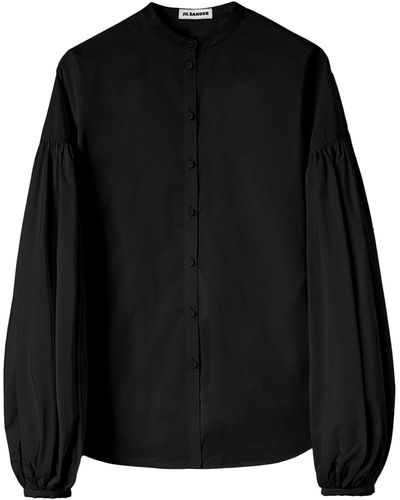 Jil Sander Puff-sleeve Taffeta Shirt - Black