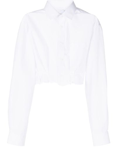 Natasha Zinko Pleated Poplin Cropped Shirt - Women's - Cotton - White