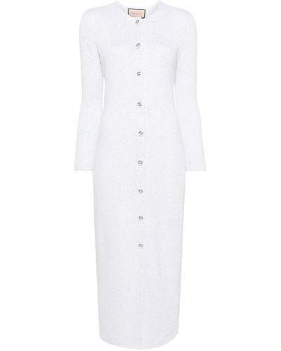 Gucci Round-neck Sequin-embellished Knitted Midi Dress - White