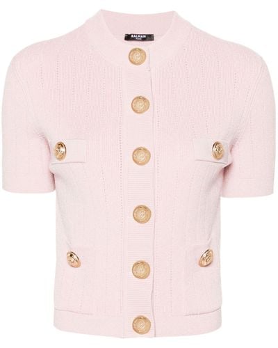 Balmain B Knitted Cardigan - Pink
