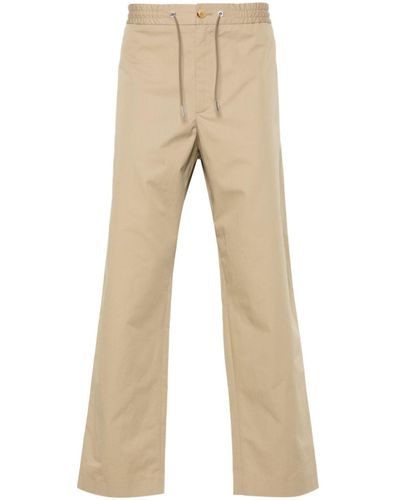 Moncler Neutral Tapered Cotton Trousers - Men's - Cotton - Natural