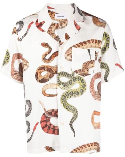 Soulland Orson Snake-print Shirt - White