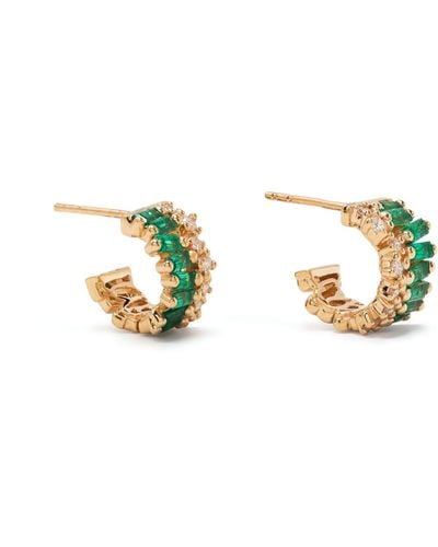 Suzanne Kalan 18k Yellow Emerald Mini huggie Earrings - Metallic