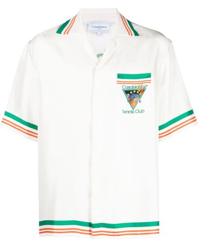 Casablancabrand Tennis Club Icon Silk Shirt - Blue