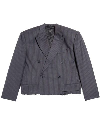 Balenciaga Double-breasted Cropped Blazer - Women's - Wool/cupro - Blue