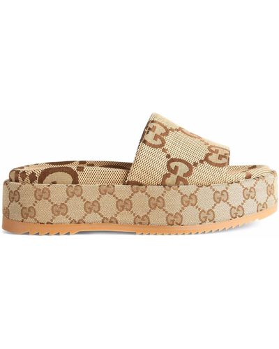 Gucci Neutral gg 55 Platform Slides - Natural