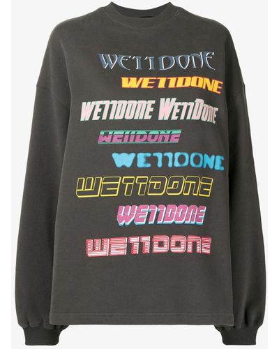 we11done Logo Print Sweatshirt - Women's - Cotton/polyester/polyurethane - Gray