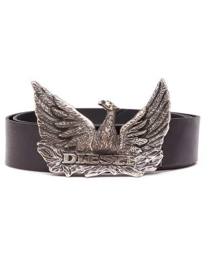 DIESEL Phoenix Logo Plaque Belt - Unisex - Calf Leather - Brown