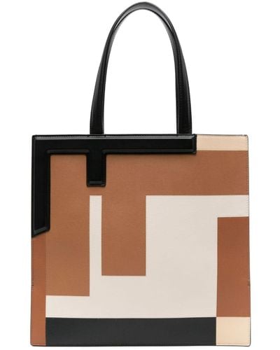 Fendi Flip Medium Ff Puzzle Leather Bag - Multicolour
