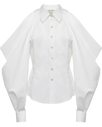 Alexander McQueen Slashed Drape Sleeve Shirt - White