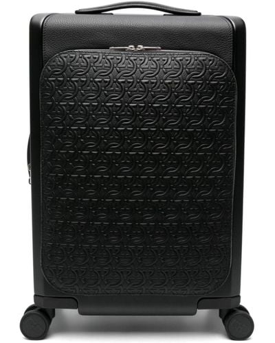 Ferragamo Gancini Embossed Leather Suitcase - Men's - Calfskin/plastic/polyester - Black