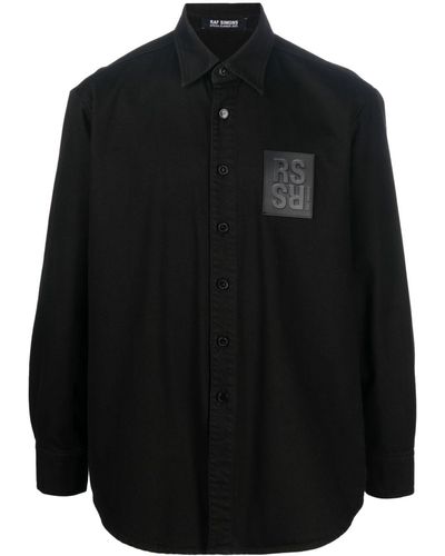 Raf Simons Logo-patch Denim Overshirt - Black