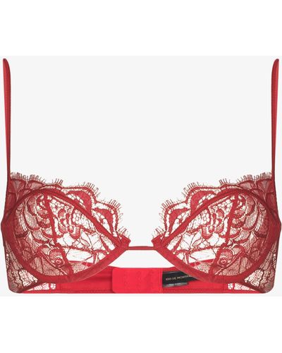Kiki de Montparnasse Coquette Lace Demi Bra - Women's - Cotton/spandex/elastane/polyamide/silk - Red