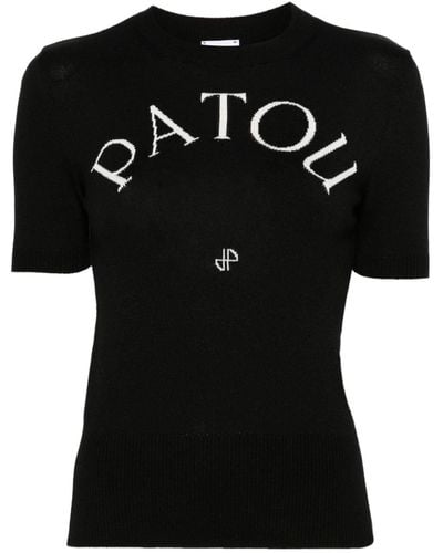 Patou Logo-jacquard Knitted Top - Black