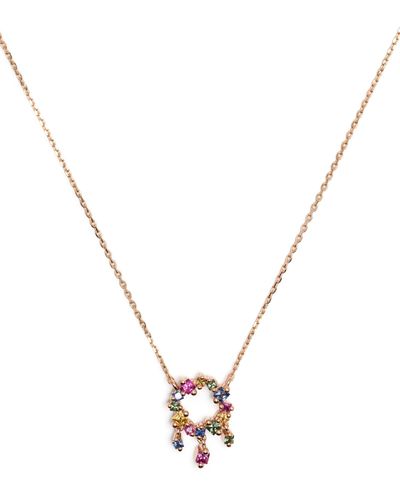 Suzanne Kalan 18k Rose Rainbow Sapphire Necklace - Metallic