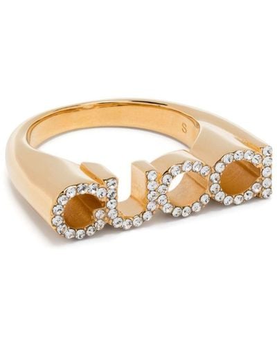 Gucci -tone Letter Crystal Ring - Women's - Plated Metal - White