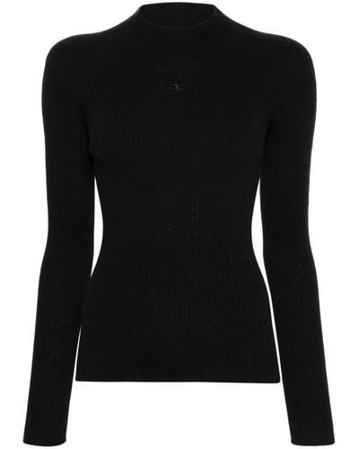Courreges Solar Ribbed Sweater - Black