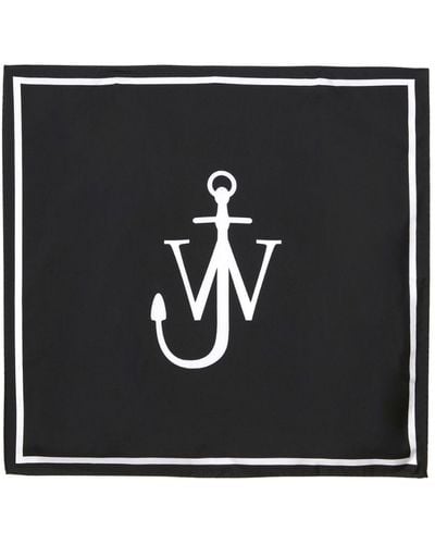 JW Anderson Anchor Logo-print Silk Scarf - Black