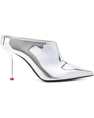 Alexander McQueen -tone 95 Metallic Leather Court Shoes - White