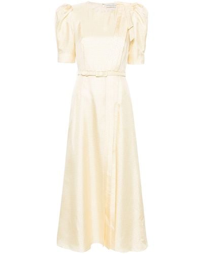 Alessandra Rich Polka Dot Silk Midi Dress - Women's - Silk/cupro/polyamide - White
