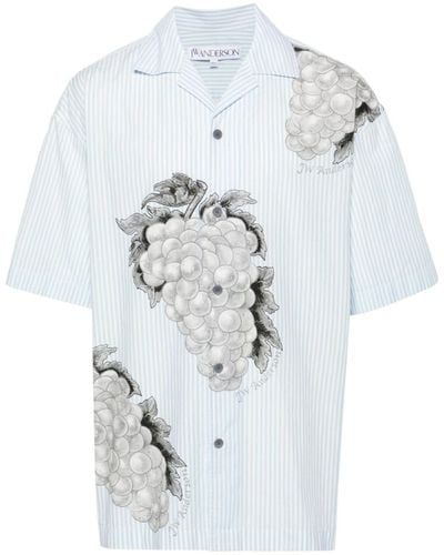JW Anderson Grape-print Cotton Shirt - White