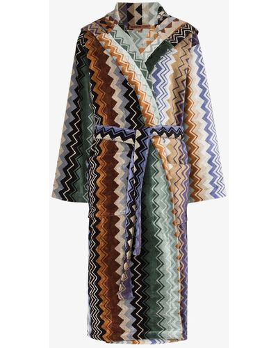 Missoni Giacomo Hooded Cotton Robe - Women's - Cotton - Blue